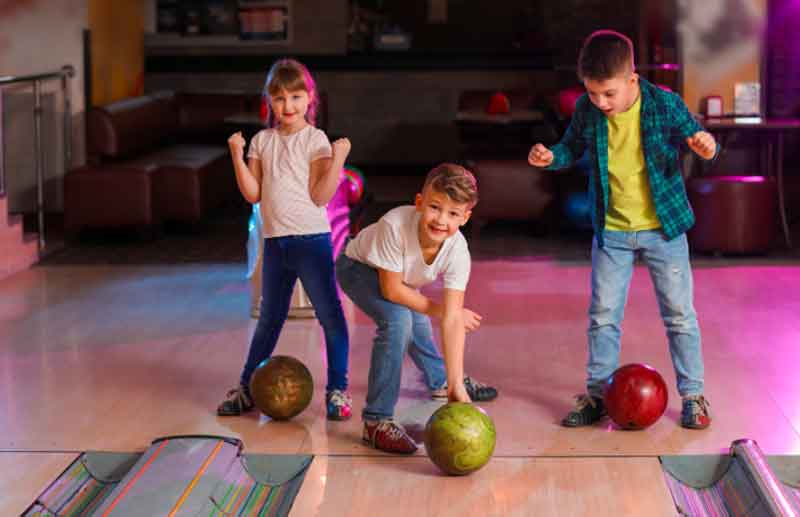 Kids at a bowling party