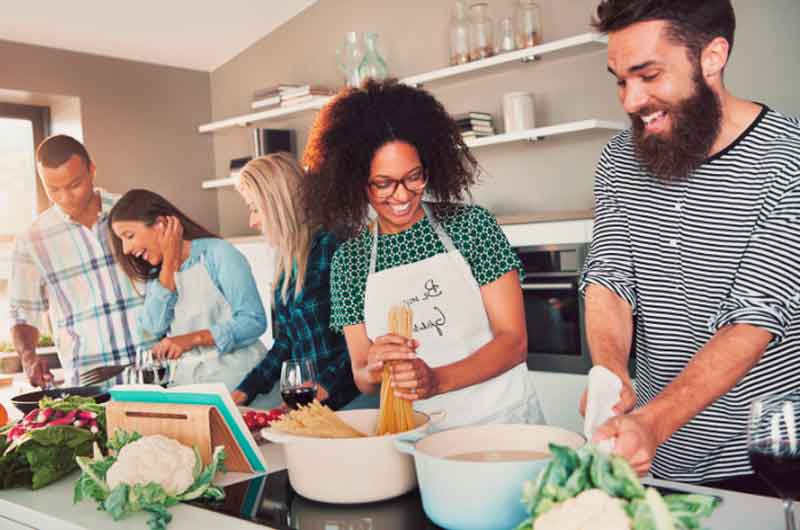 Friends at the cooking party