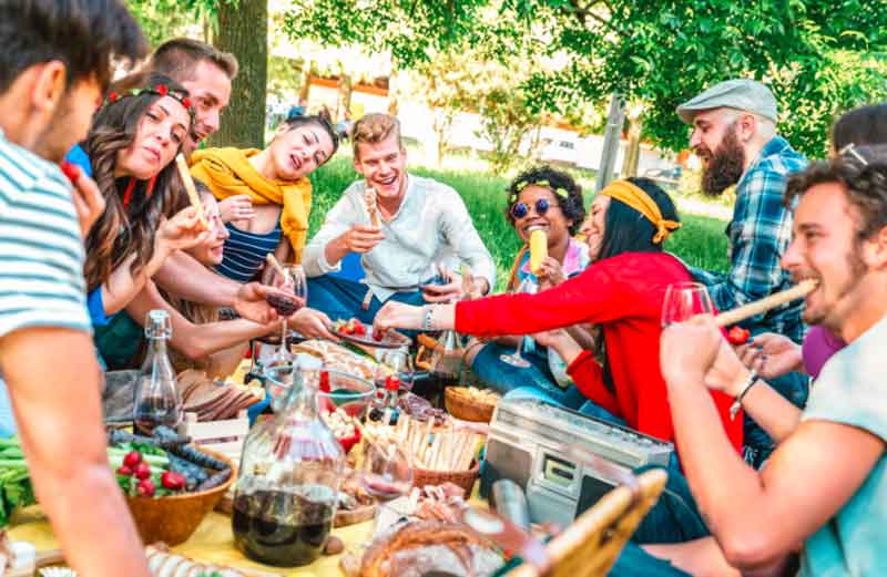 Friends enjoying a picnic