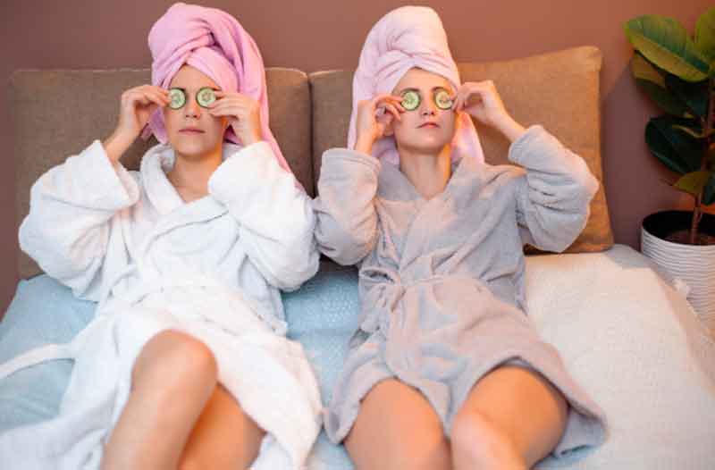 Girls getting spa treatment