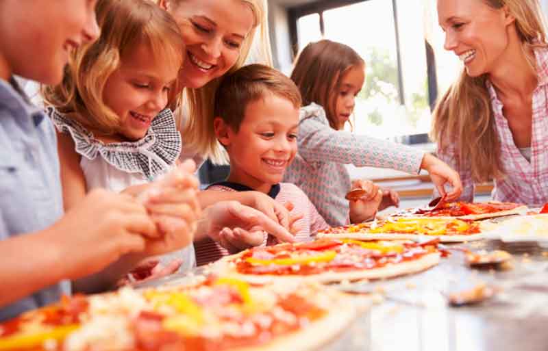 Kids at a DIY Pizza Party