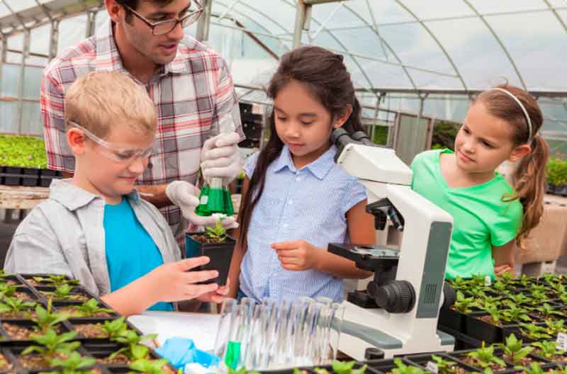 Kids doing a science experiment