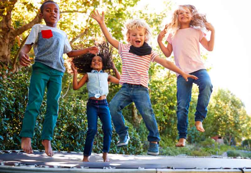 Kids on a trampoline