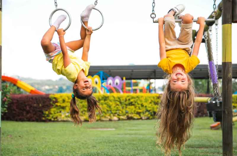 Kids playing at a playground