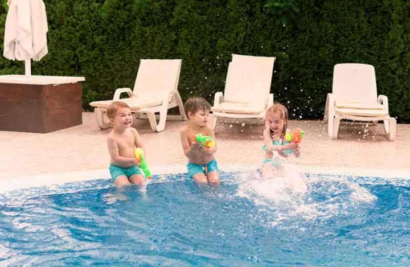 Kids playing in a pool