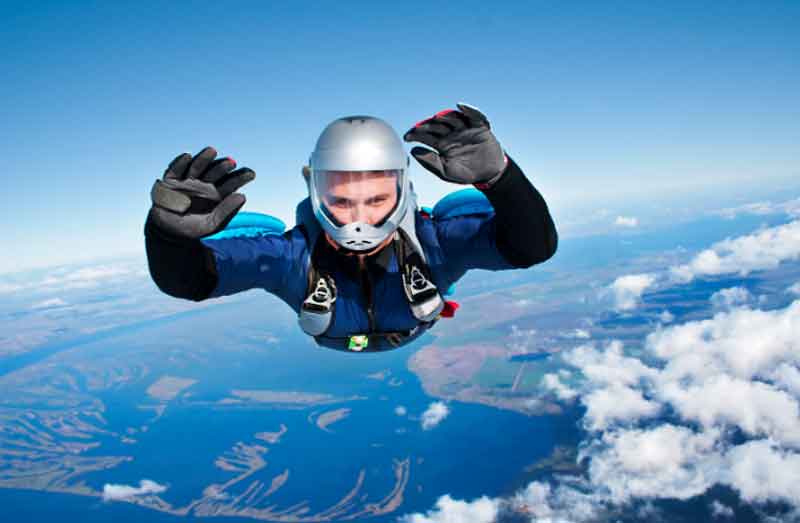 Man skydiving and having fun