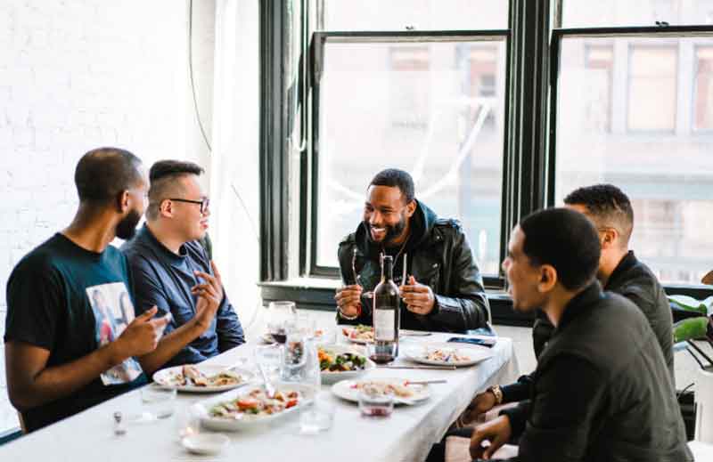 Men having brunch