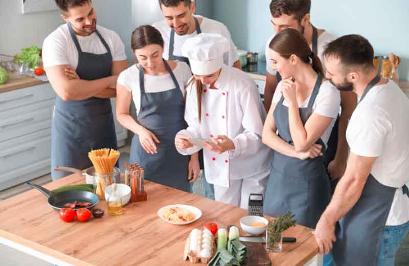 Students at a cooking class