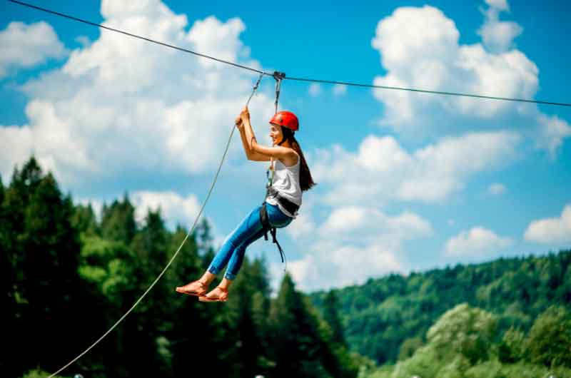 Teenage girl at zipline