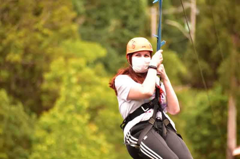 Woman at a zipline