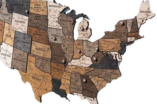 Wooden USA Map