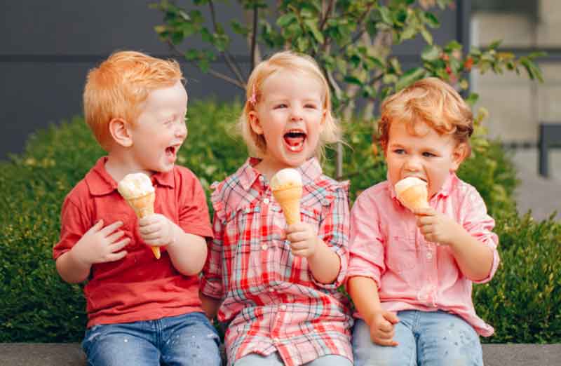 Kids eating ice cream at a birthday party