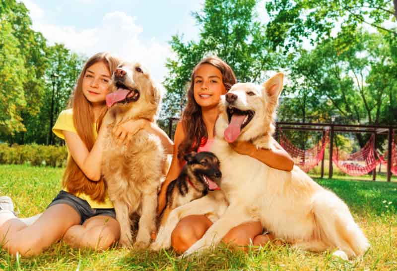 Teenage girls with pets