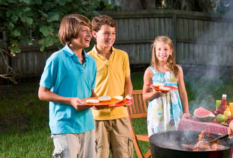 Teens at barbecue