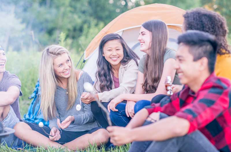 Teens on a camping trip